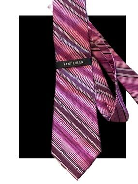 Van Heusen Men's Pink and Purple Striped Silk Tie